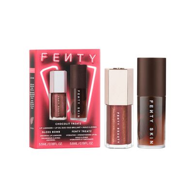 DOUBLE GLOSS SET: FENTY TREATZ CACAO + GLOSS BOMB MINI HOT CHOCOLIT